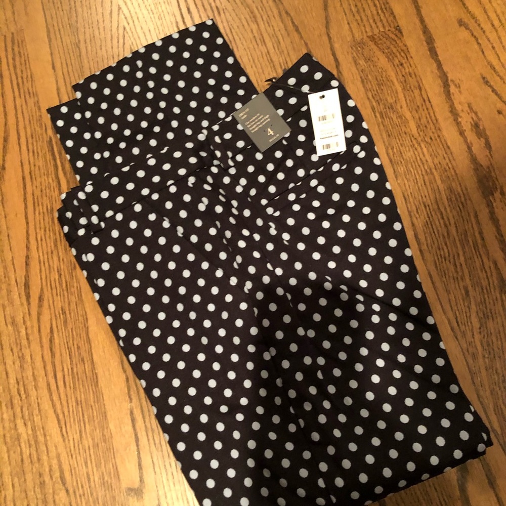 Navy pants with with polka dots